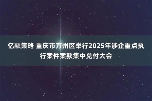 亿融策略 重庆市万州区举行2025年涉企重点执行案件案款集中兑付大会