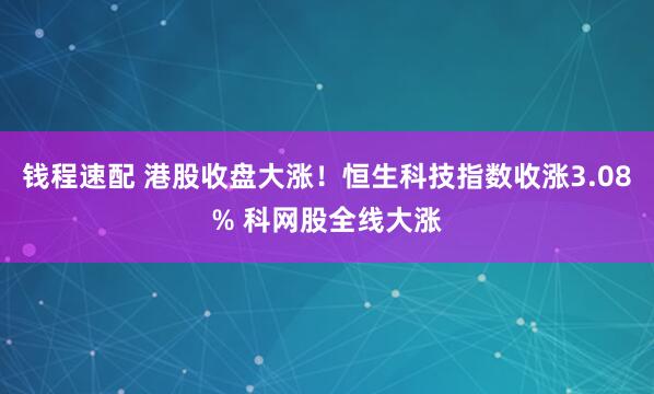 钱程速配 港股收盘大涨！恒生科技指数收涨3.08% 科网股全线大涨