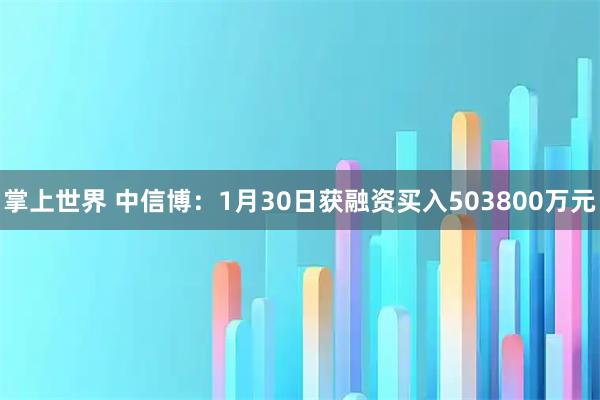 掌上世界 中信博：1月30日获融资买入503800万元